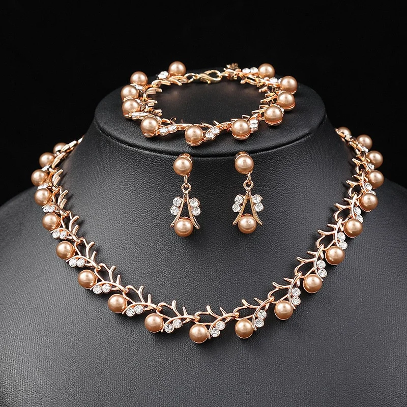 Elegant Korean Bridal Pearl Jewelry Set