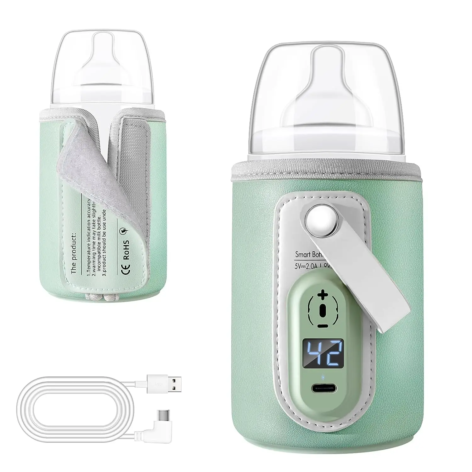 Portable Baby Bottle Warmer Fast Heating Adjustable Temp