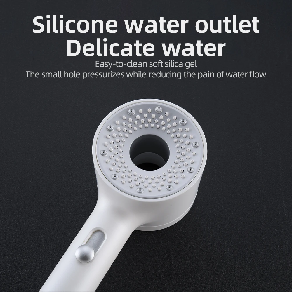 Modern 2function Luxury Spa Shower Head Rainfall Design For Skin Care White Without Diverter