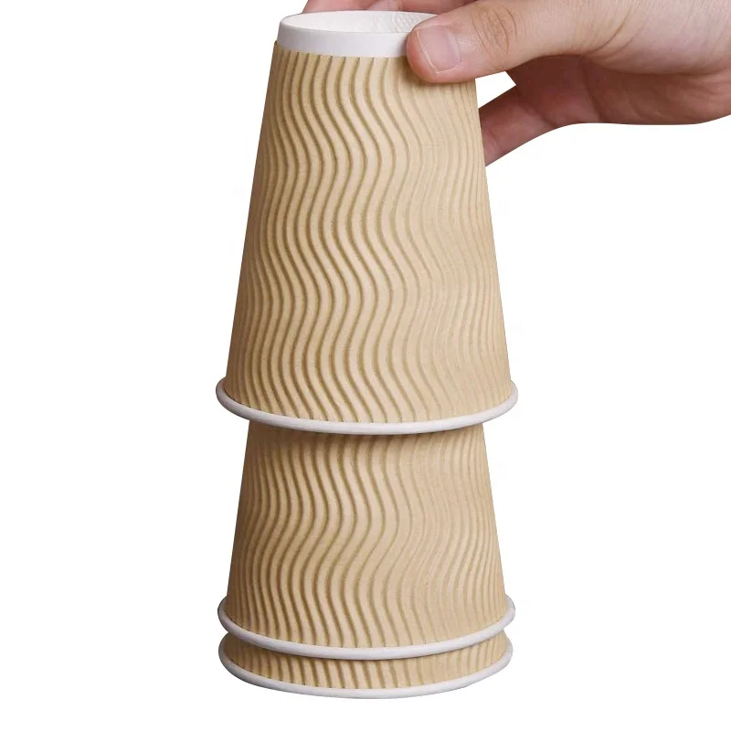 8/12/16/22 Oz Coffee Cups With Lids Ripple, Ripple Wall Paper Coffee Cups, Disposable Ripple Wall Coffee Paper Cup With Lid