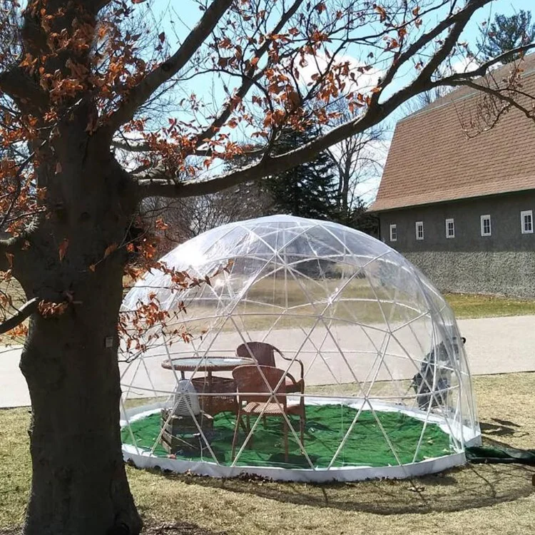 Kuppelzelt Garten 3,7m Transparent - Geodätisches Blasenzelt Wetterfest Outdoor Gewächshaus