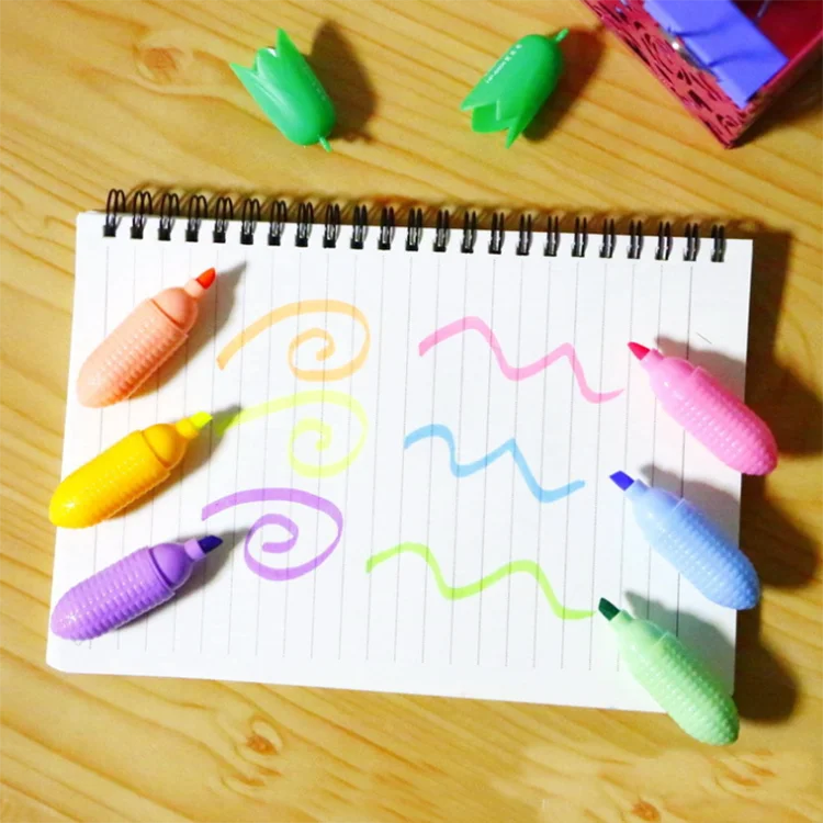 Индивидуальная акция мини Радужный моющийся школьный маркер-кукуруза набор ручек с напечатанным логотипом для детей