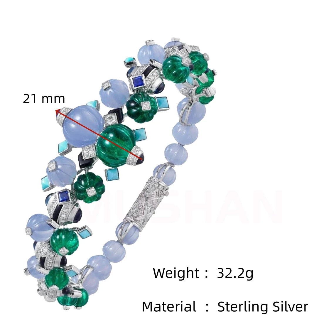 S925 925 Silver Sterling Bracelet Luxury Brand Designer High Carbon Diamond and Tutti Frutti Fine Jewelry Bracelets for Women
