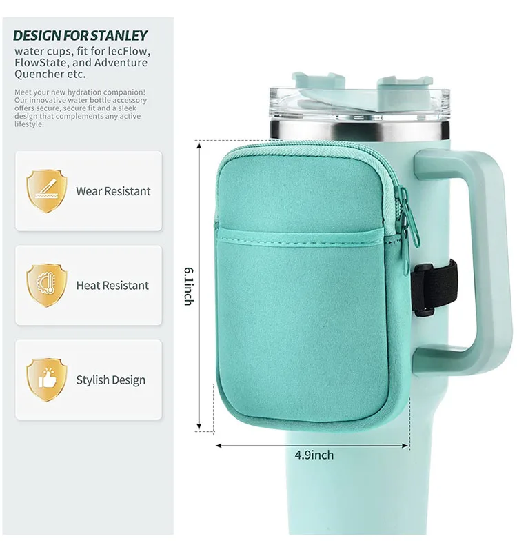 Customize Waterproof Outdoor Zipper Pouch For Water Bottle Cup