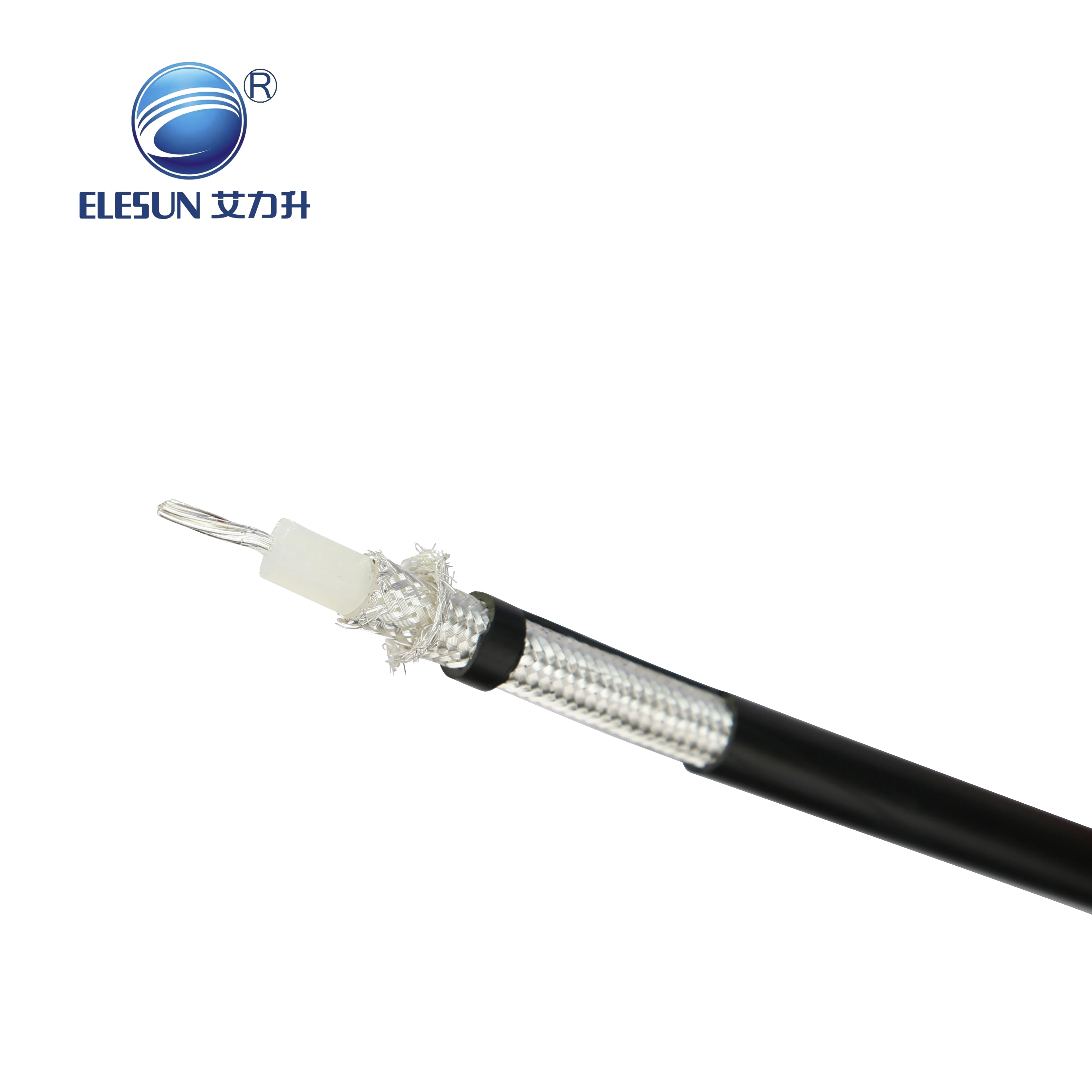 بيع مباشر من المصنع RG214 50 أوم كابل-Coaxial مع موصل نحاسي مطلي بالفضة مرتين والعزل الـ PE الصلب الطبيعي