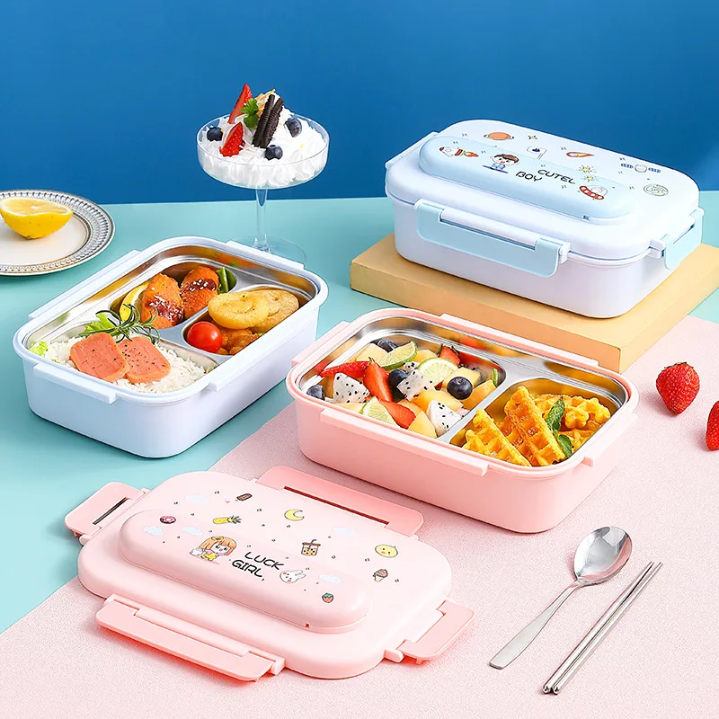 316 Stainless Steel Insulated Bento Lunch Box for Students Microwaveable  Leakproof Portable Dinner Plate Heatable Kids Cartoon