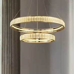 Modern Luxury Crystal Chandelier for Dining Room Bedroom New Simple Creative Ring Design Hotel Application Pendant Lights