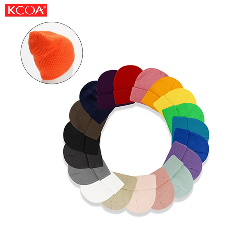 2023 Custom OEM&ODM  Acrylic Pure Color Mens Women Knit Beanies Winter Knitted Sports Ski Unisex Beanie Hats