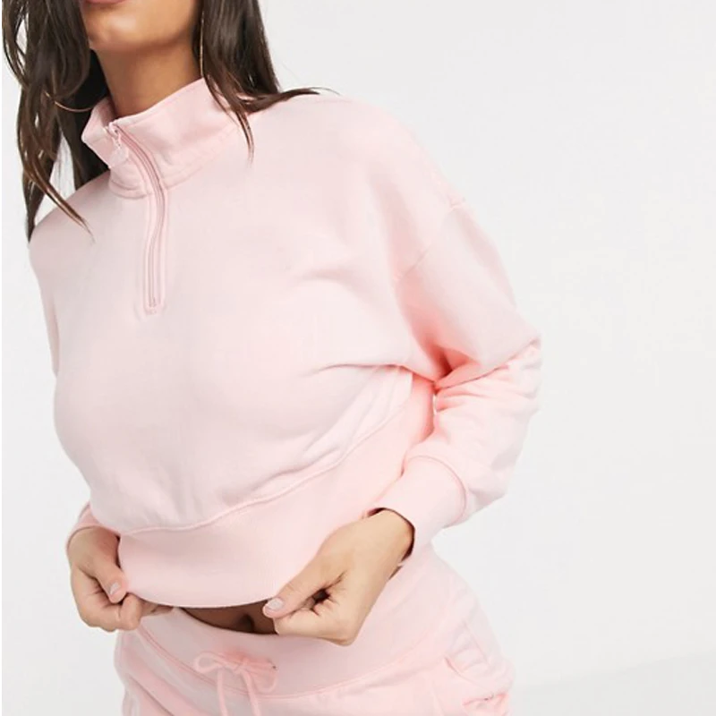 half zip sweatshirt crop