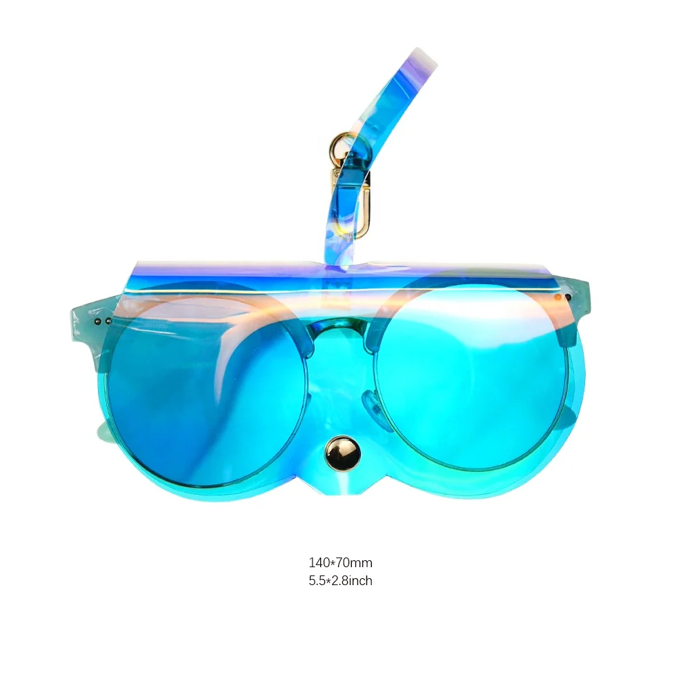 Luxury Portable Transparent TPU Holographic Sunglasses Pouch