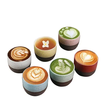 Vintage coarse pottery espresso cups Creative colorful frosted texture wholesale custom cups