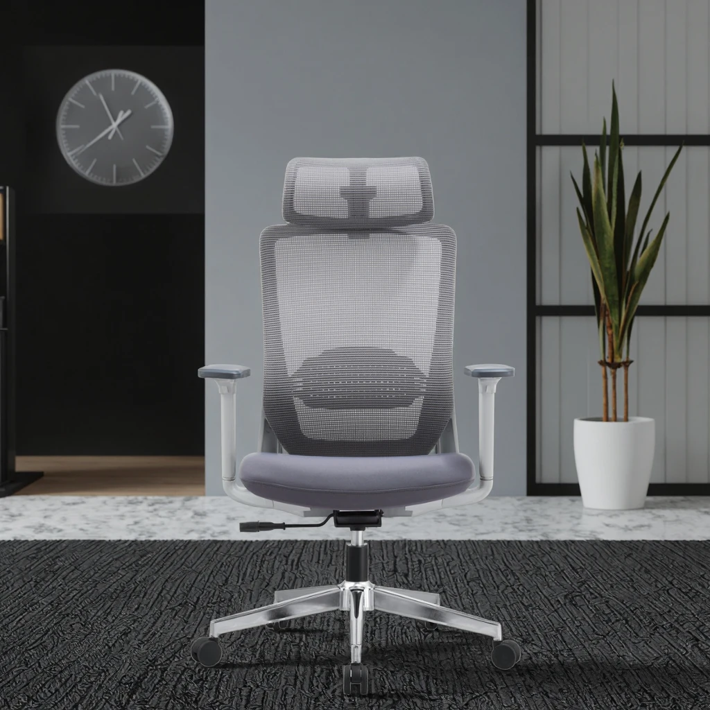 Grey Refined Office Chair 8CM Adjustable Lumbar Steel Frame Construction Premium Professional 3