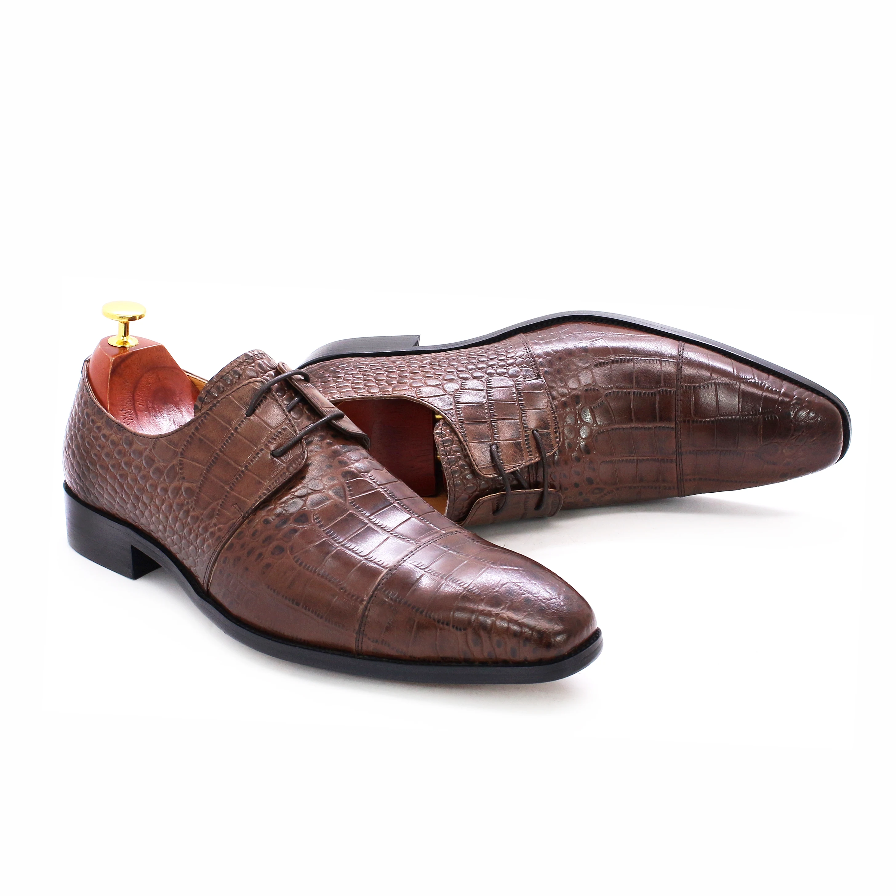 Men\'s Black Heel Design Daniel Wafer Laced‎ Dress Shoes Wing Tip Size 43 Dress Shoe Wingtip Black Antique – Ace Marks main image 4