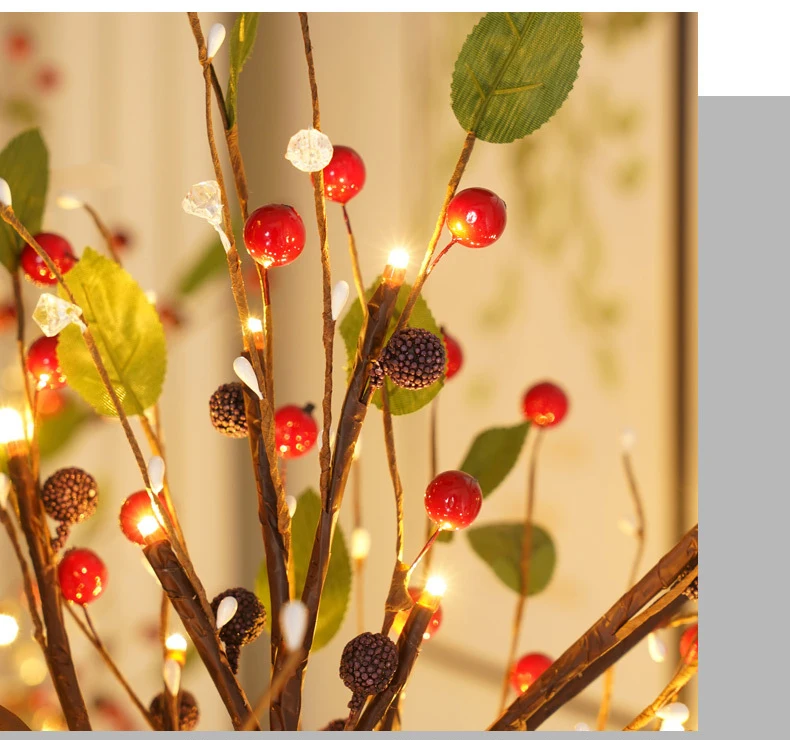 24 LED USB Battery Artificial DIY Gift Indoor Twinkling Cherry Table Decoration Light Girl Room Led Tree Light for Home Decor