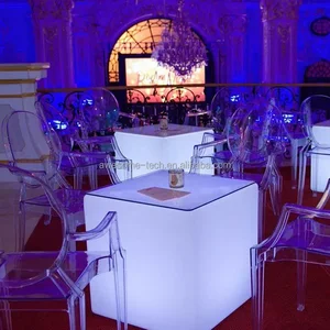 Glowing Waterproof LED Cube Plastic Rechargeable Chair for Dining Color Changing Design