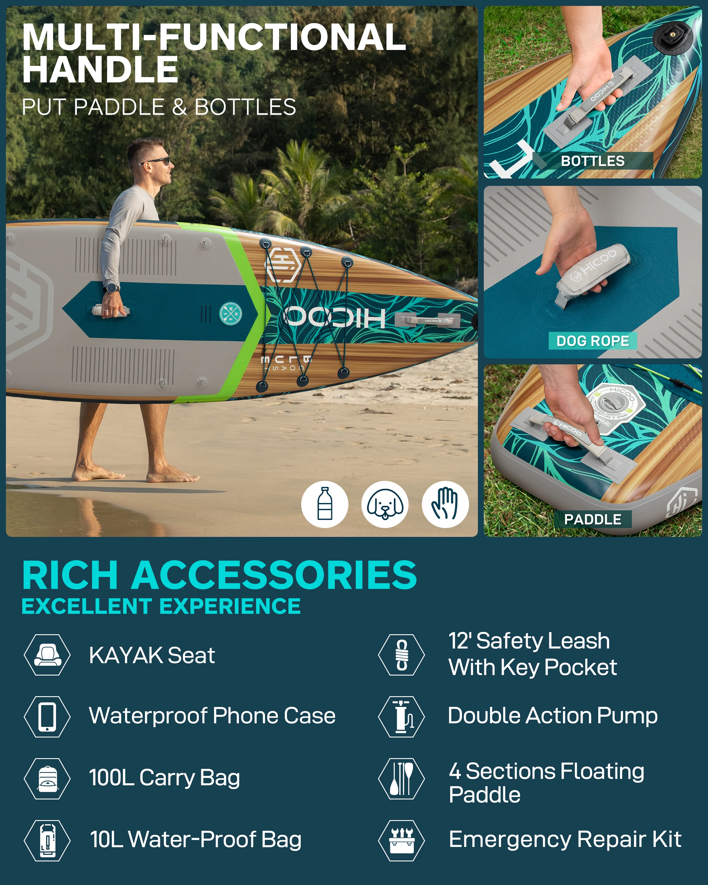 HICOO Ampliado Corrida Stand up Paddle Board OEM Grão De Madeira