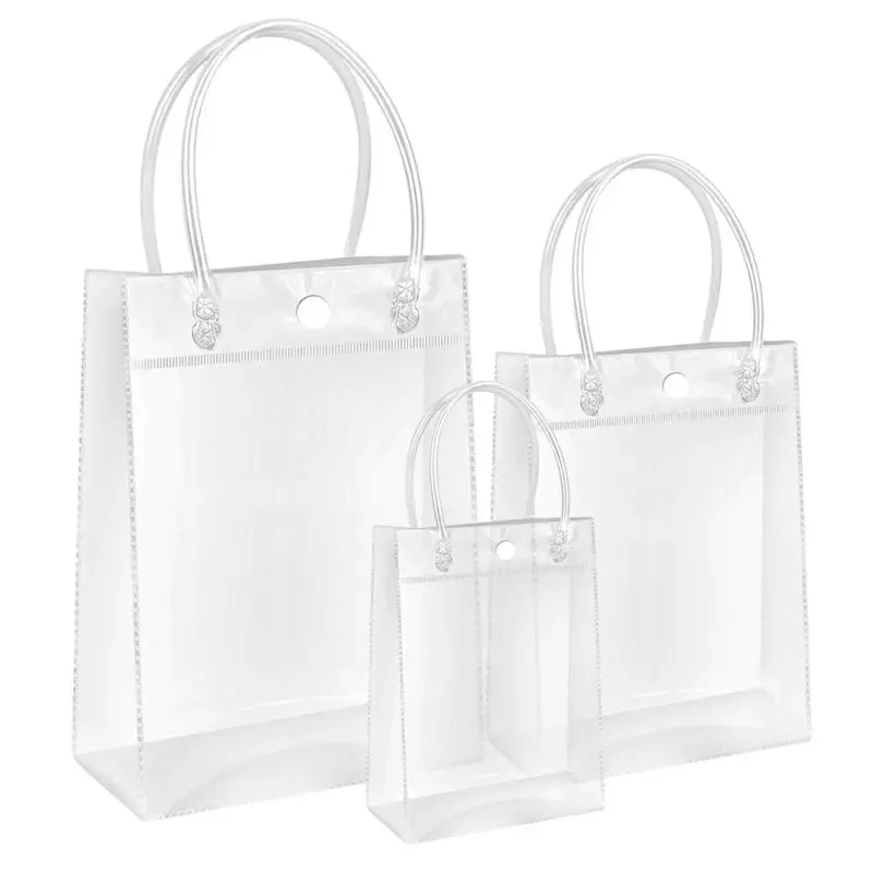 PVC Transparent Gift Bag With Handles Birthday Party Decor  Wedding Candy Box Packaging Tote Bags