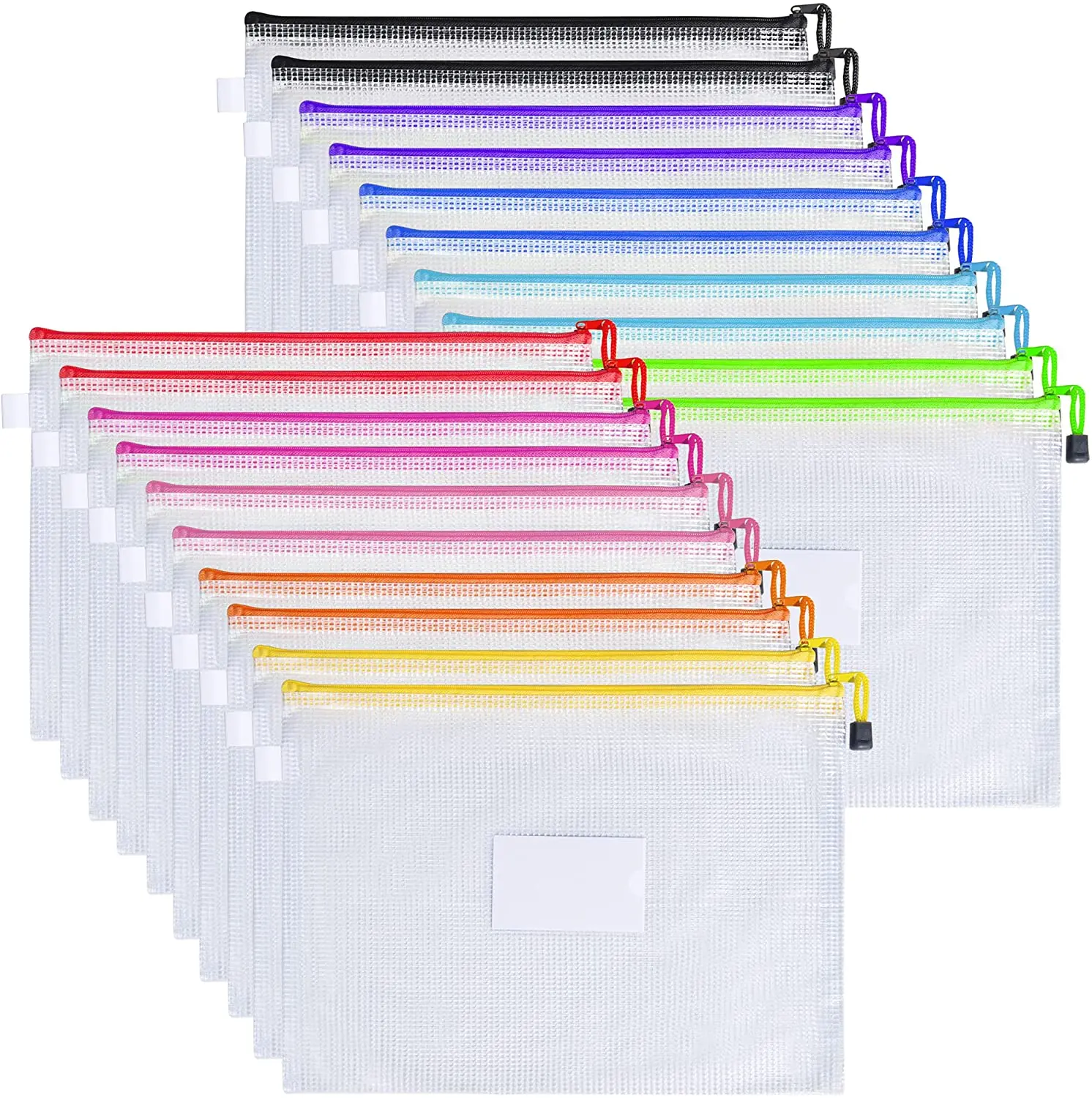 24Pcs Mesh Zipper Pouch Document Bag, Plastic Zip File, 42% OFF