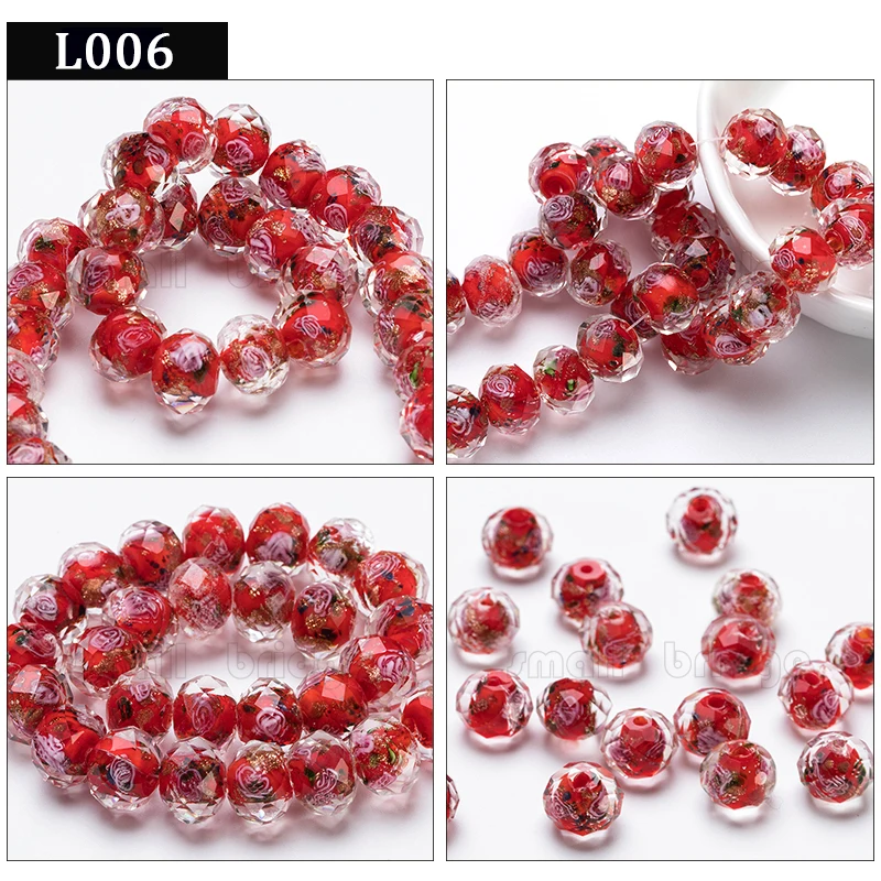 12mm Multicolor Murano Faceted Glass Lampwork Beads for Jewelry Making Diy Beads Flower Transparent Round Beads manufacture