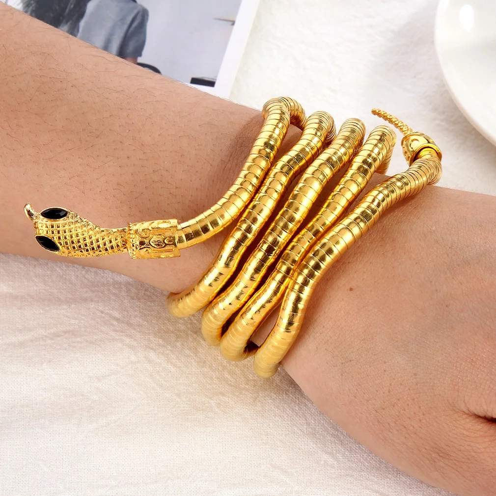 SC Hot Creative Bendable Snake Necklace Funny Animal Gold Plated Bracelet Punk Curved Snake Collar Choker Bracelet for Men Girls