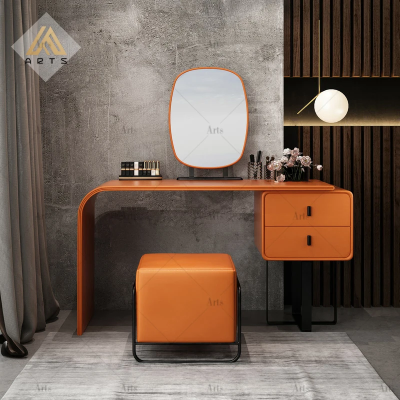 orange dressing table stool