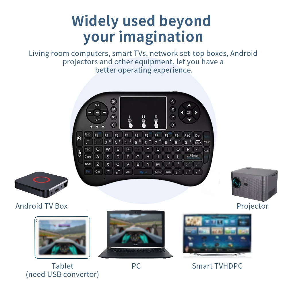 I8 2.4GHz Mini Wireless Keyboard with Touchpad Air Mouse Backlit Arabic Keyboard