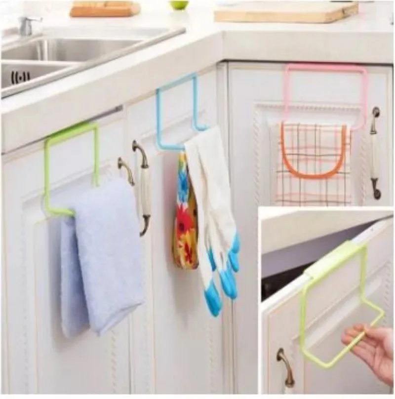 Kitchen cabinet rag towel rack perforation-free storage rack door back single-pole arrangement lazy shelf wholesale factory