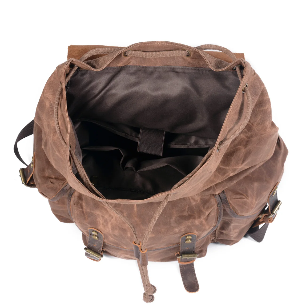Vintage Batik Canvas Leather Backpack - Perfect for Hiking