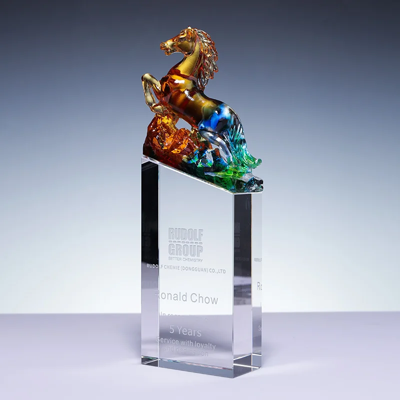 Factory direct custom glass horse body k9 crystal trophy manufacture