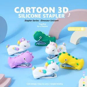 Mini & Portable Cartoon Unicorn-Dinosaur Dual Design Stapler  Perfect for Kids Pencil Cases
