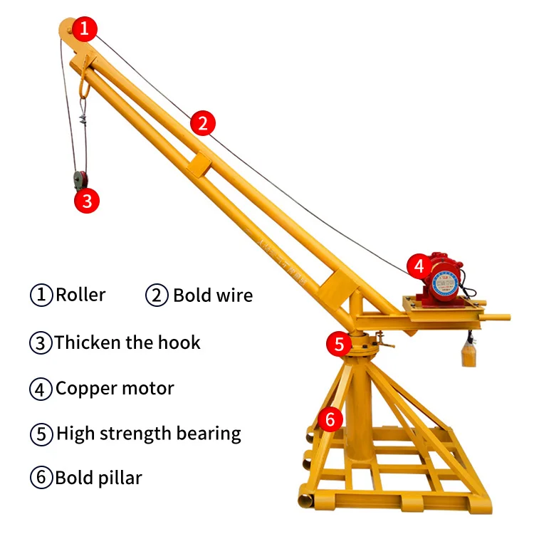 Lifting Equipment 300kg 500kg 800kg 1000kg Hand Operation Mobile Mini Crane Portable Small Lift Floor Crane