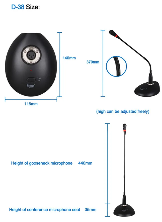 Condenser Conference Microphone Conference Microphone Parts Wired Plastic DC 3V / 48V Phantom Power(automatically Convert) 38CM