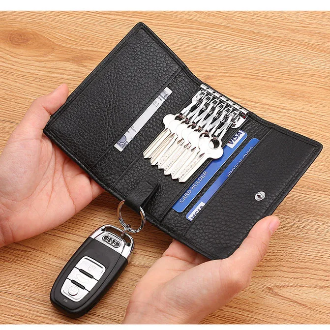 Высококачественный автомобильный держатель для ключей, кожаный кошелек для ключей для мужчин и женщин, подвесная сумка для ключей на пояс