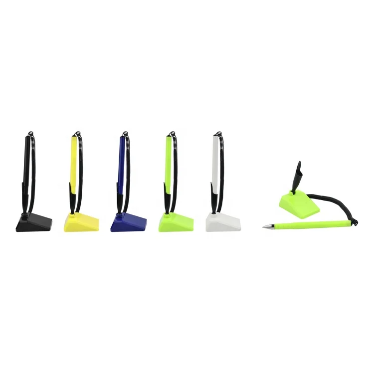 2024 New Design Promo Desk Stand Plastic Counter Stick in Table Ballpoint Pen with Black Spring