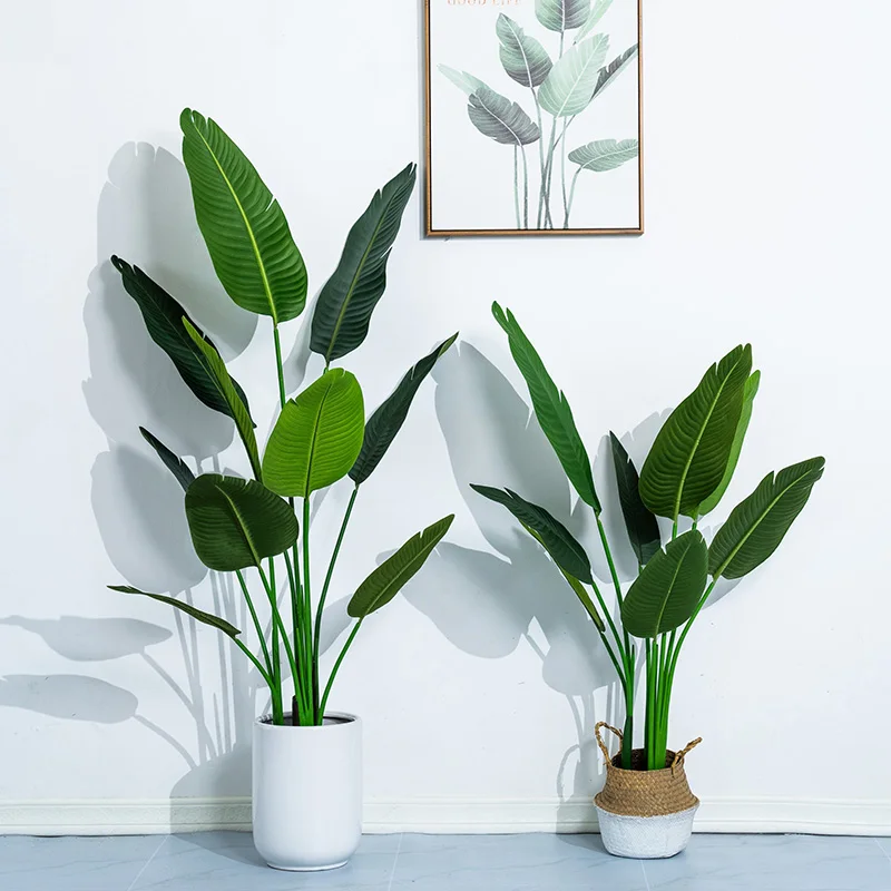 Недорогое путешествие банан большое искусное дерево биомиметическое зеленое растение имитация растений райских птиц и зеленых