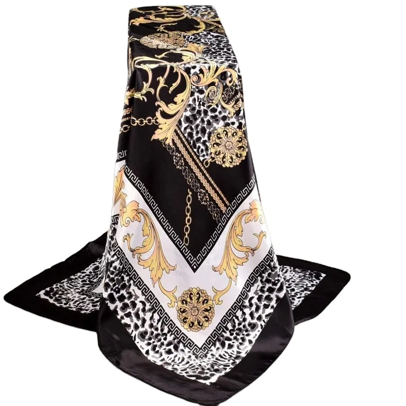 2025 New Irregular Large square Scarf  American Style Chain Flower Fashion  Print  Silk Scarf