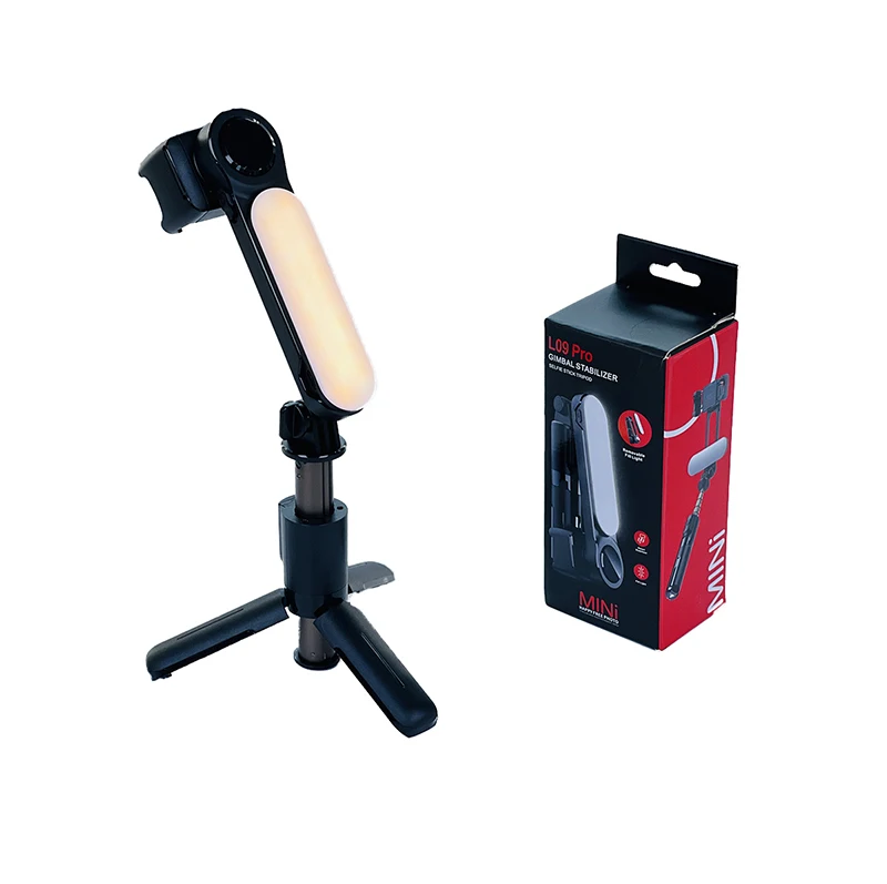 L09Pro Foldable Smartphone Handheld Gimbal Stabilizer Selfie Stick Tripod with Fill Light Wireless Video Record Vlog Stabilizer