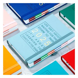 Custom A5 Notebook Business Planner PU Leather Journal Elastic Band 365 Undated Days Small Batch Printed Thread Sewn Diary Book