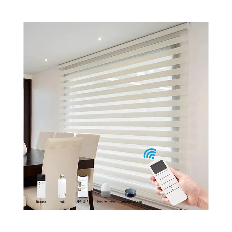 Different Design Turkish Colorful Day and Night Light Filtering Smart Control Motorized zebra Blinds Shades for Window