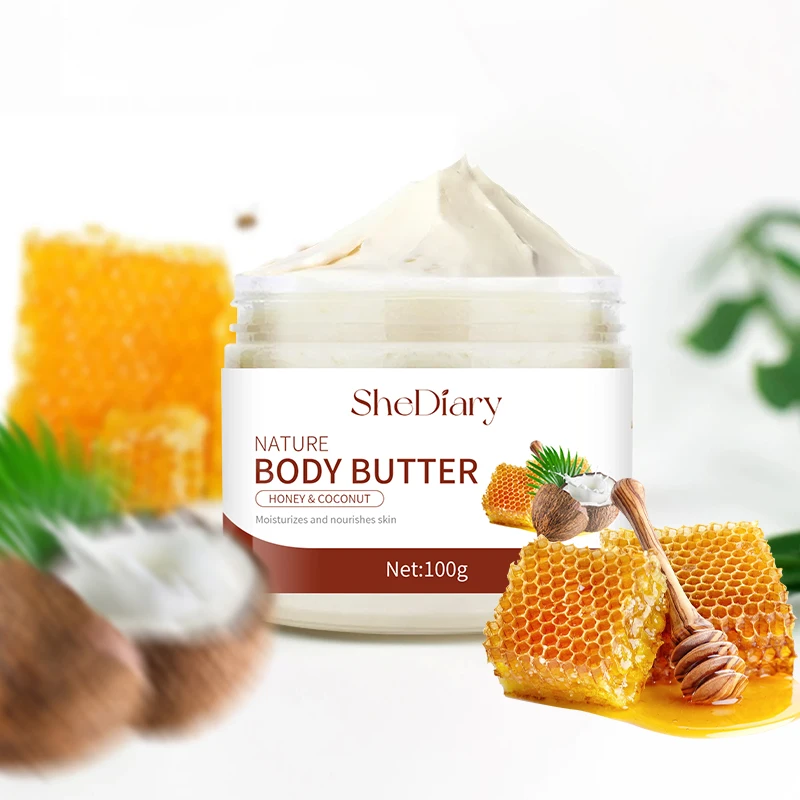 Wholesale Natural Herbal Soothing Nourish Moisturizing Tender Smooth Elastic Skin Care Coconut Oil Honey Vitamin E Body Butter