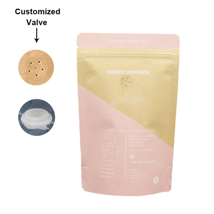 Kraft Paper Bag Tea Bags Packaging For Resealable Stand Up Pouches