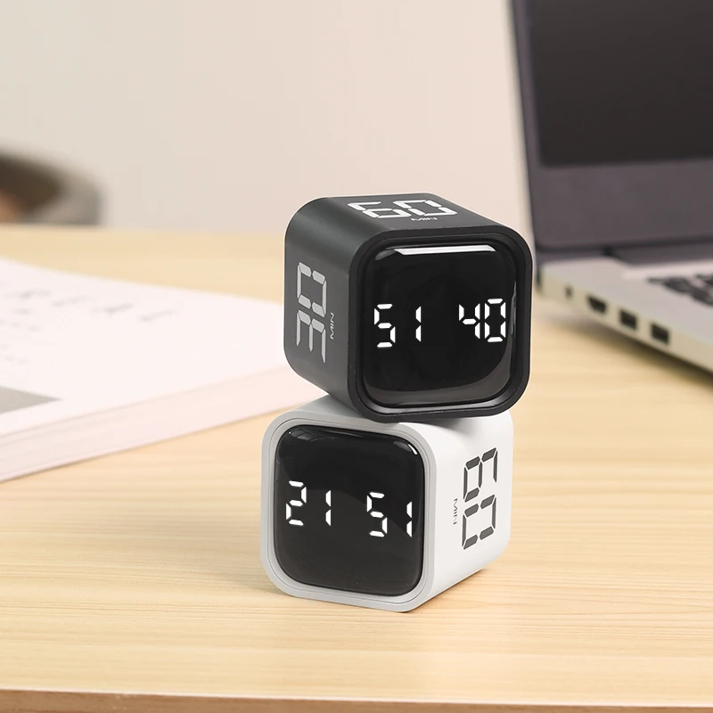 Multifunctional Gravity Cube Sensing Home Visual Timer Kid Study Vibration Pomodoro Timer 4-sided Mechanical Countdown Timer