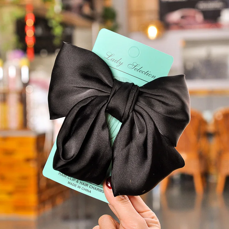 Заколка-пряжка с бантом, шелковая заколка для волос, заколка-бабочка на заказ, заколка для волос, заколка для волос, металлическая Длинная лента, атласная сумка