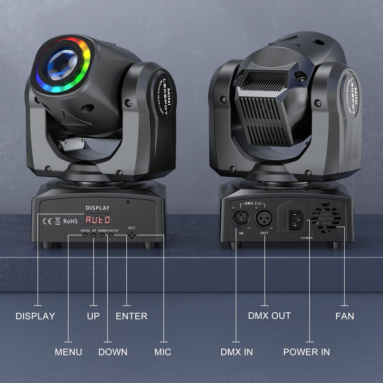 U`King 50W LEDビームムービングヘッドライトパターンシェイキング