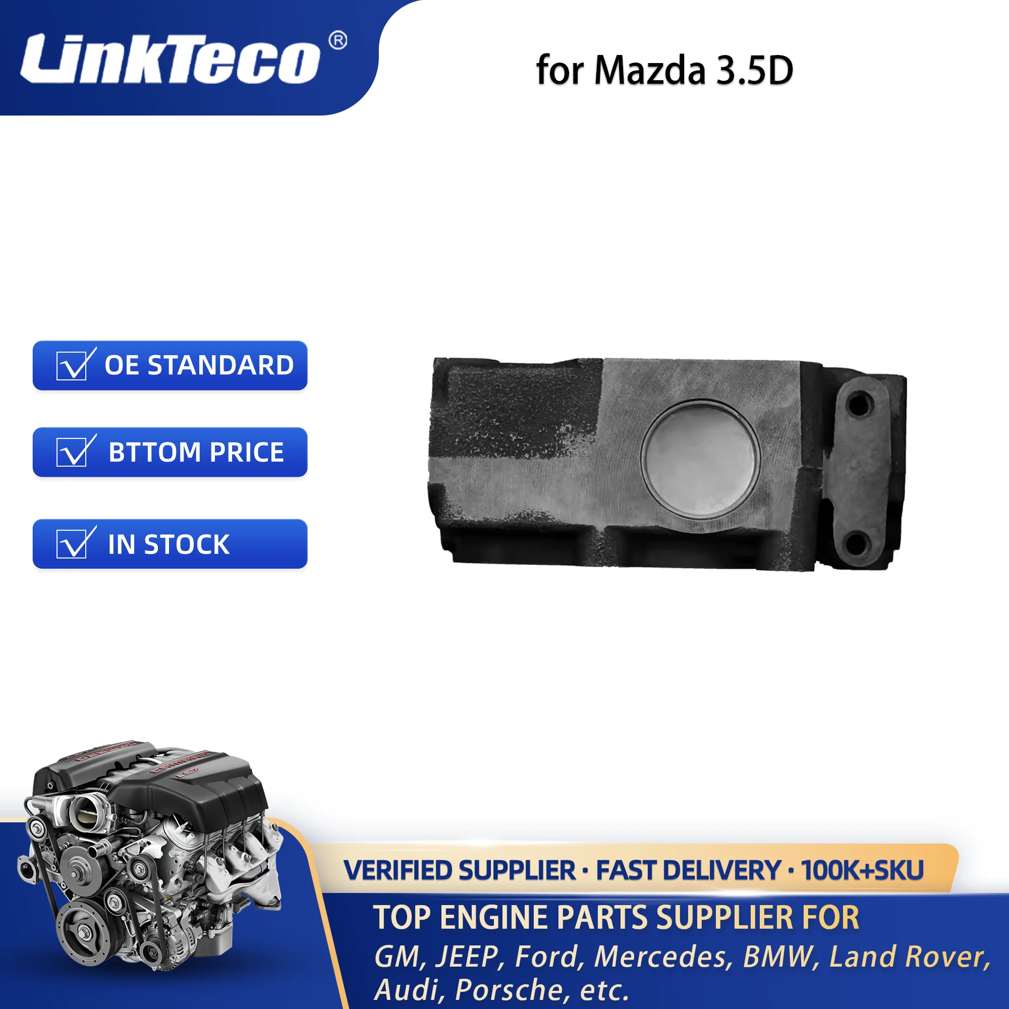 Linkteco Engine Cylinder Head Assembly for Mazda Titan 2Ton Truck T3500 3455cc SL 3.5D 8v 1990- OSL0110100E OSL01-10-100E