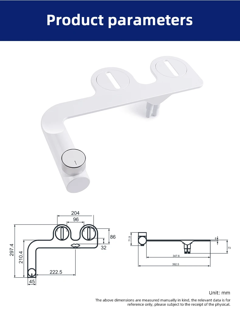 Simple Slim Dual Nozzle Bidet Attachment With Nozzle Self-cleaning, Hot Selling Non Electric Shattaf Bidet Toilet Seat supplier