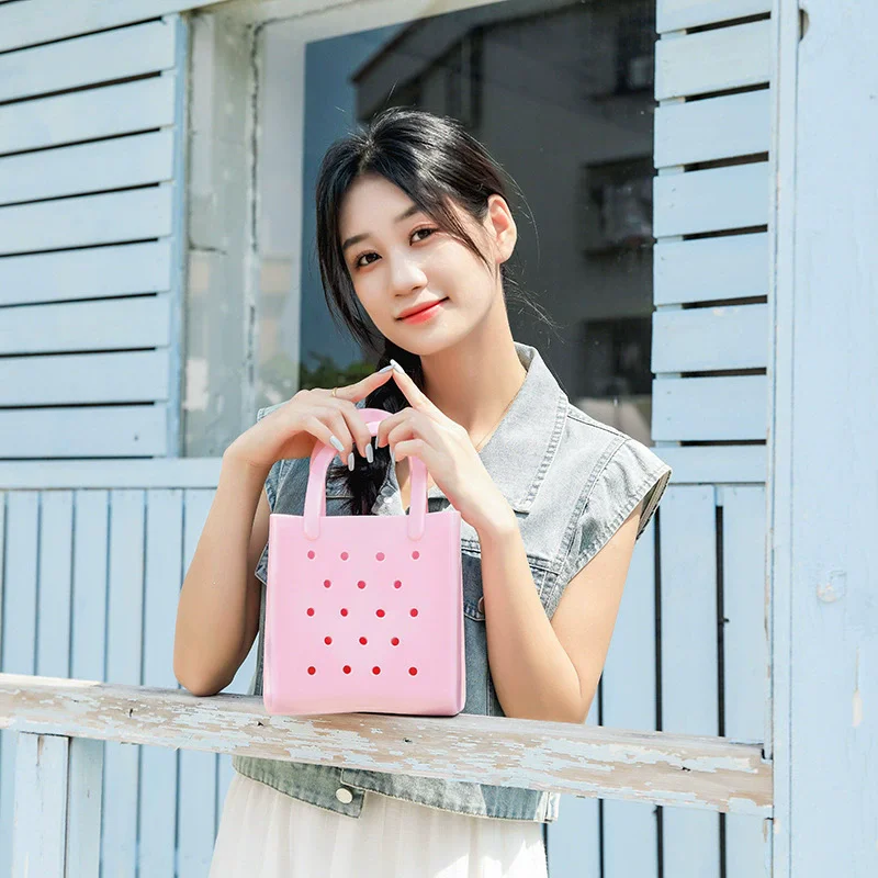 New Design Mini Rubber Tote Bag with Charms Beach Bag for Little