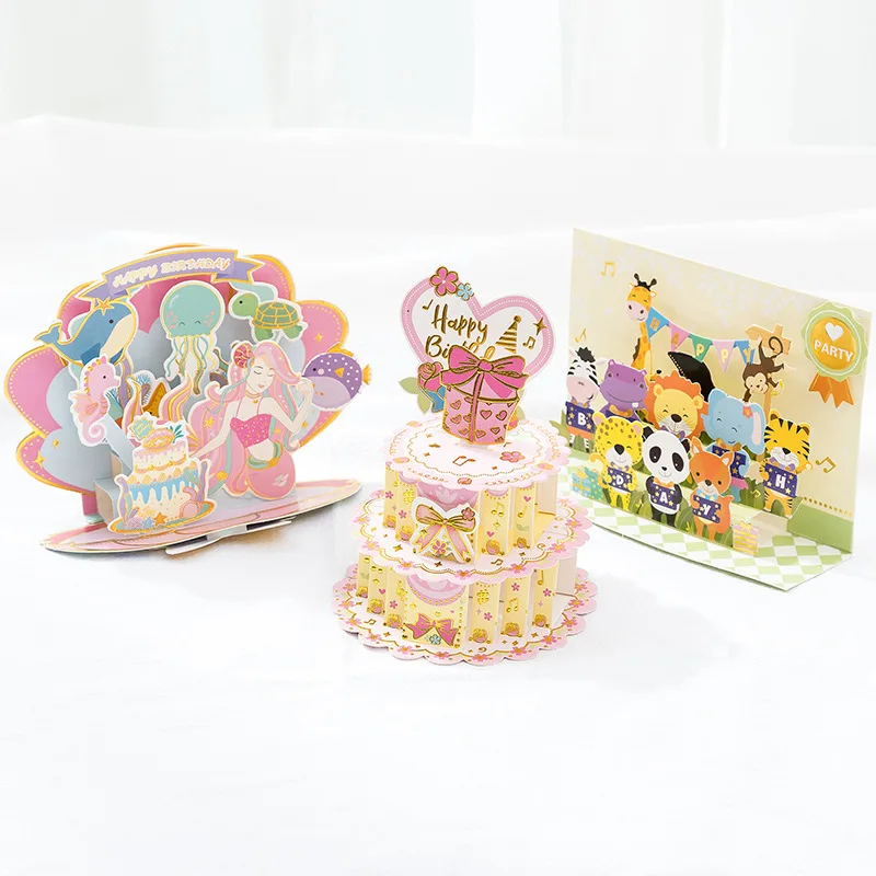 Fournitures De Fete Theme Sirene Gateau Animaux Carte D Invitation 3d Joyeux Anniversaire Pieces Buy Fete D Anniversaire Carte D Invitation Creative Fantaisie 3d Gateau D Anniversaire Carte De Voeux Joyeux Anniversaire Cadeau Cartes En Gros Joyeux