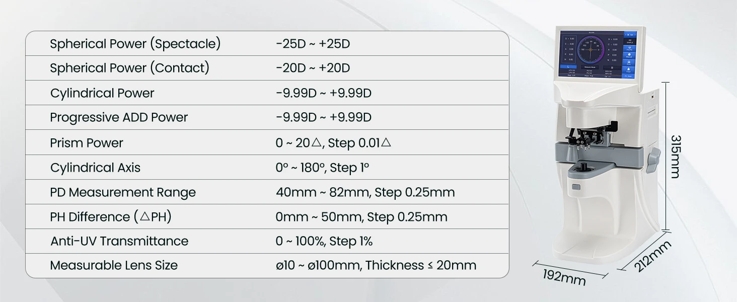Hot Sale Optometry Instruments Automatic Optical Focimeter Lensometer Digital Auto Lens Meter