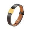Dark brown genuine leather + Gold Bead